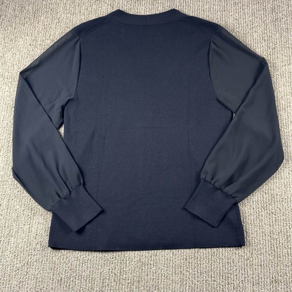 Talbots Womens M Sheer Sleeve Sweater V Neck Pullover Quiet Luxury Dress Career - Picture 5 of 5